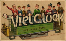 T2/T3 1912 Viel Glück Zum Neuen Jahre / Újévi Villamos / New Year Tram, Greeting. SB 3266. Litho (EK) - Non Classés