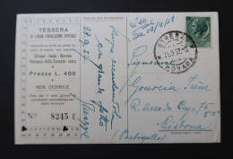 Italie Italia Billet Bateau = Carte Postale Lago Maggiore Tessera Libera Circolazione Ticket = Postcard 1957 Italy - Europe