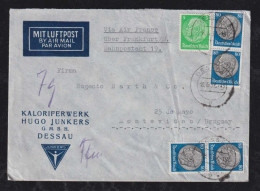 Deutsches Reich 1937 AIR FRANCE Airmail Cover DESSAU X MONTEVIDEO 325Pf Rate JUNKERS Werbung - Lettres & Documents