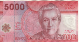 CHILE   5'000  Pesos ,   Polimer Issue    P163e     Dated 2014    Gabriela Mistral + Owl At Back - Chili