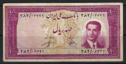 Iran Mohammad Reza Shah 1951 Banknote 100 Rials P-57 Fine Circulated - Iran