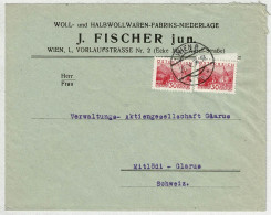 Oesterreich / Austria 1934, Brief Wien - Mitlödi (Schweiz), Mehrfachfrankatur Seewiesen - Brieven En Documenten