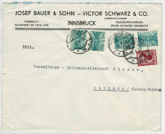 Oesterreich / Austria 1933, Brief Innsbruck - Mitlödi (Schweiz), Perfin V.S.O. - Cartas & Documentos