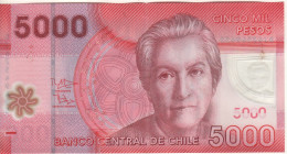 CHILE   5'000  Pesos ,   Polimer Issue    P163g     Dated 2016    Gabriela Mistral + Owl At Back - Chile
