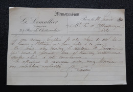 France G. Lemallier Libraire Paris Lettre Commerciale Memorandum 1900 G. Lemallier Bookshop 1900 Doc - Printing & Stationeries