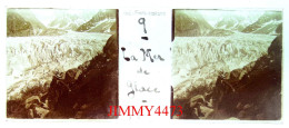 La Mer De Glace ( Chamonix Mont Blanc ) Plaque De Verre En Stéréo - Taille 44 X 107 Mlls - Glasplaten