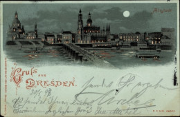 Clair De Lune Lithographie Dresden Altstadt, Stadtpanorama Bei Nacht - Autres & Non Classés