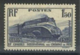 FRANCE - 1937, 13th INTERNATIONAL CONGRESS OF TRAINS STAMP, UMM (**). - Nuovi