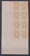 Italy Ca 1890 Revenue 1c RE. GABELLE (*) Mint Corner Block Of 8 - Revenue Stamps