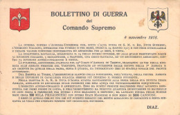 27128 " BOLLETTINO DI GUERRA DEL COMANDO SUPREMO-4 NOVEMBRE 1918 " -CART. POST. NON SPED. - Guerre 1914-18