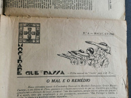 Macao Portugal Journal A União Parti Unique Fasciste Mocidade Portuguesa Pub 1944 Macau Newspaper Fascist Party - Documents Historiques