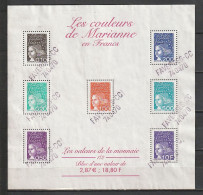 FRANCE 2001 BLOC F 41 Les Couleurs De Marianne En Francs Oblitération Griffe Horizontale - Oblitérés