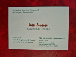 Carte De Visite WILLI BRUGNER OMNIBUS REISEBURO NEU ULM - Visitenkarten