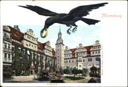 Lithographie Merseburg An Der Saale, Schlosshof, Rabe Mit Goldring Im Schnabel - Autres & Non Classés