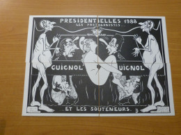 PUZZLE Illustrateur Lardie 4 Cartes élections Presidentielles 1988 Mitterrand Chirac VGE Politique Satire - Lardie