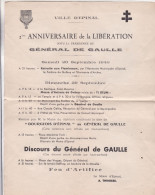 Tract Epinal Sept. 1946 2è Anniversaire De La Liberation Présence Du General De Gaulle Maire A. Thinesse - Historische Documenten