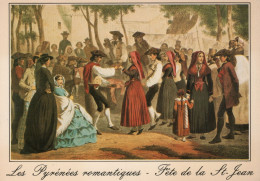 - Les Pyrénées Romantiques - Fête De La Saint-Jean - Lithographie De C. Maurice (19e Siècle) - Scan Verso - - Other & Unclassified