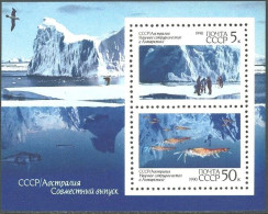 ARCTIC-ANTARCTIC, RUSSIA 1990 SCIENTIFIC ANTARCTIC COOPERATION S/S OF 2** - Expediciones Antárticas