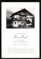 AK Garmisch, Hotel Haus Hasch, St. Martinstrasse 41  - Autres & Non Classés