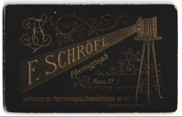 Fotografie F. Schröfl, Ort Unbekannt, Plattenkamera Beleuchtet Den Namen Des Fotografen, Monogramm  - Anonieme Personen