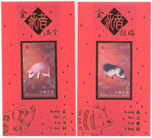 Hong-Kong 2007 Année Du Cochon , 4 Enveloppes Fantaisie - Hong Kong Year Of The Pig 4 Unsual Covers - Chinees Nieuwjaar
