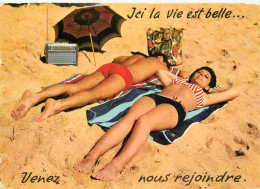 Couples - Scènes De Plage - Femme En Maillot De Bain - Radio - CPM - Voir Scans Recto-Verso - Coppie