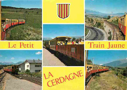 Trains - Le Petit Train Jaune De Cerdagne - Ligne De Villefranche De Conflent - Multivues - Blasons - Marcophilie Au Dos - Treinen