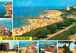 33 - Arcachon - Multivues - Plage - Automobiles - Flamme Postale - Bassin D'Arcachon - CPM - Voir Scans Recto-Verso - Arcachon