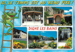 04 - Digne Les Bains - Multivues - Dessin De Grenouille - Fleurs - Kiosque - CPM - Voir Scans Recto-Verso - Digne