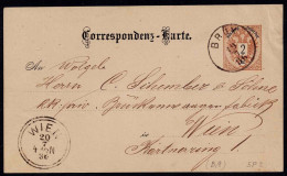Correspondenz - Karte Gestempelt Brüx 19.7.1886 Nach Wien - Autres & Non Classés