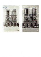 Lot 2 Cpm - 75 - PARIS -  Notre Dame De Paris - Façade - Autobus - Animation - 1946 - 1941 - Notre Dame Von Paris