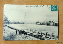 70 -  GRAY - Les Quais De La Saône Sous La Neige - 1910 - Attelage - Gray