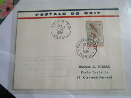 1ere Liaison Postale Aerienne De Nuit Renne Nantes Poitier Clermont Ferrand 1/4/68 - Airplanes