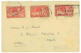 P3459 - FRANCE, 4.5.1924 OPENING DAY OF THE GAMES, 3 25 CENT OLYMPIC STAMP SPECIAL EMMISSION, ON LETTER TO NAPOLI, - Zomer 1924: Parijs