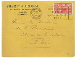 P3460 - FRANCE , 4.7.1924 DURING GAMES, 25 CENT, LOCAL USE, WITH VERY CLEAR, PARIS, PLACE CHOPIN SLOGAN CANCEL. - Ete 1924: Paris