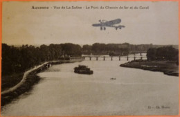 CARTE AUXONNE - 21 - VUE DE LA SAONE AVEC AVION " AJOUTE " Car BILLET TOMBOLA (VOIR VERSO) - 2 SCANS-10 - Auxonne