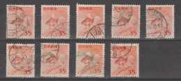 JAPAN:  1952  RED  FISH  -  35 Y. USED  STAMPS  -  REP. 9  EXEMPLARY  - YV./ TELL. 509 - Usati