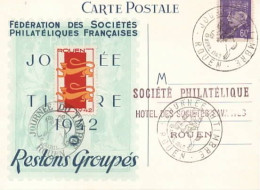 . CM . Journée Du Timbre - Rouen (76) - 19 Avril 1942 (Pétain 60c) - 1940-1949