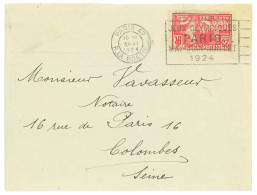 P3461 - FRANCE ,13.6.1924, DURING GAMES, 25 CENT, SINGLE USE FROM PARIS TO COLOMBES, PARIS 47 R. LA BOETIE SLOGAN CANCEL - Sommer 1924: Paris