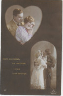 Carte Fantaisie Dans Un Baiser Au Mariage L'âme Se Donne Sans Partage (couple Amoureux)  A.B.M. N° 287 CPA Circulée - Coppie