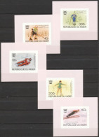 Niger 1976, Olympic Games In Innsbruck, Skiing, Ice Hockey, Skating, 5BF Deluxe IMPERFORATED - Ski