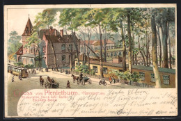 Lithographie Hannover, Restaurant Pferdethurm, Bes. Eduard Bock  - Hannover