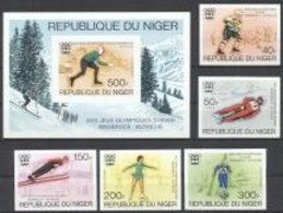 Niger 1976, Olympic Games In Innsbruck, Hockey, Skating, Skiing, 5val +BF  IMPERFORATED - Hockey (Ijs)