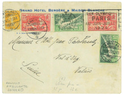 P3462 - FRANCE , MOST UNIQUE ITEM. 75 CT RATE LETTER TO VALAIS (SWITZERLAND) USING 4 OLYMPIC SET STAMPS PLUS A 5 CENT - Zomer 1924: Parijs