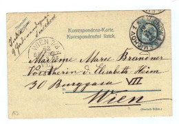 Österreich, 1905, Korresp.karte - Korespondencni Listek Mit Eingedr. 5Heller Frankatur, Stempel Michov Und Wien (13174E) - Cartes Postales