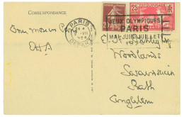 P3463 - FRANCE 2.7.24, DURING GAMES, MIXED FRANKING POST CARD TO ENGLAND. - Summer 1924: Paris