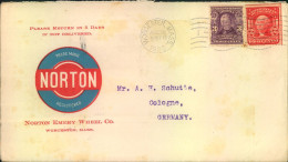1905, Cover Fro, ROCJESTER, MASS. To Cologne, Germany. Arvertising "NORTON" - Lettres & Documents