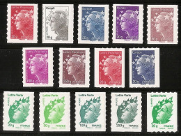 2011 - Série Autoadhésifs  N° 590 à 596 +599 Et 600 + 604 à 608  MARIANNE DE BEAUJARD 14 Valeurs NEUFS** LUXE MNH - Unused Stamps