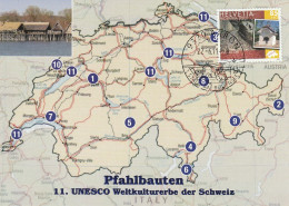 Pfahlbauten, 11. UNESCO Weltkulturerbe Der Schweiz (Pro Patria 2007) - Maximumkaarten