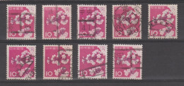 JAPAN:  1961  BLOOMING  CHERRY  -  10 Y. USED  STAMPS  -  REP. 9  EXEMPLARY  - YV./ TELL. 677 - Gebraucht